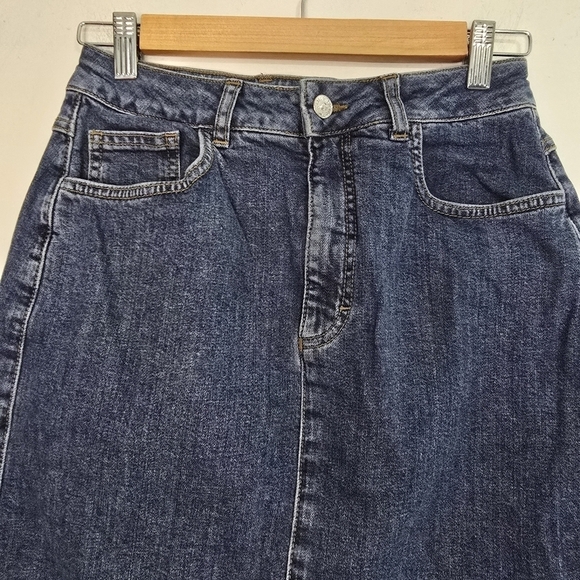 Scanlan Theodore Blue Denim Skirt stretchy - Picture 3 of 13